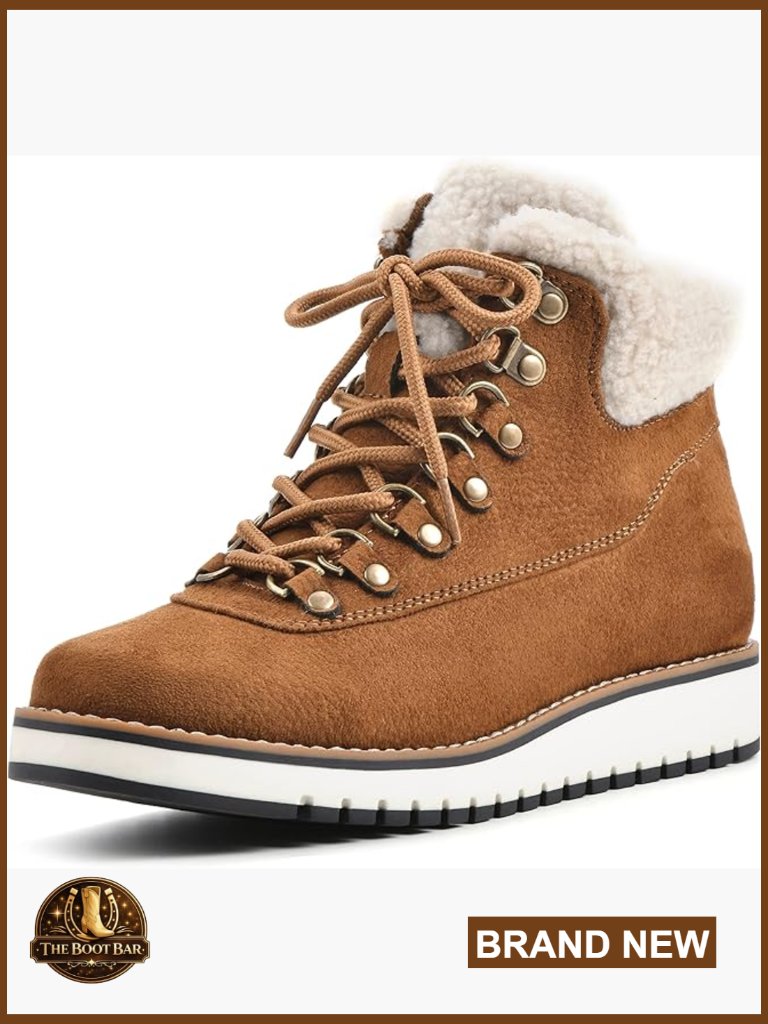 Lace-Up Ankle Boots Water Resistant Hiking Shoes Flat Heel